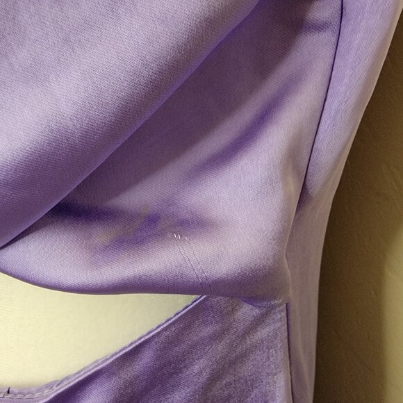 Lulus Perfectly Sleek Lavender Satin Halter Slip Midi Dress, #2302171, Sz M, $40 - Picture 10 of 14